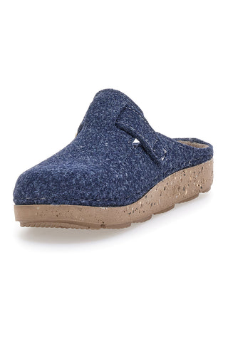 Blaue Filzpantoffeln mit dekorativer Schnalle Inblu 27 ED