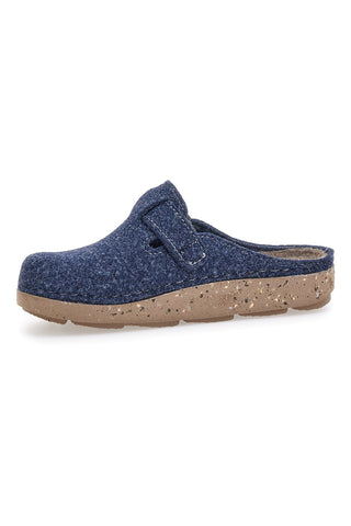 Blaue Filzpantoffeln mit dekorativer Schnalle Inblu 27 ED