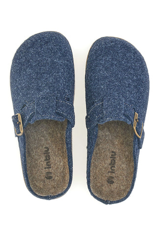 Blaue Filzpantoffeln mit dekorativer Schnalle Inblu 27 ED