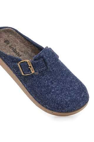 Blaue Filzpantoffeln mit dekorativer Schnalle Inblu 27 ED