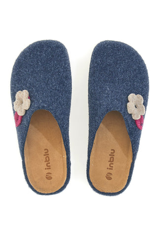 Inblu 12 NB Filzpantoffeln mit Blume und Blatt in Luftfahrt