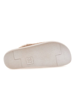 Pantofole beige con ricamo cane e bordo in pelo Inblu 42 CT