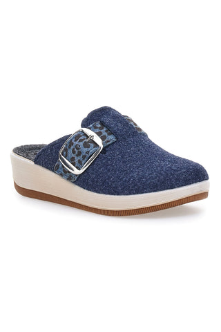 Blaue Hausschuhe mit Leopardenschnalle und anatomischer Innensohle Inblu 40 GC