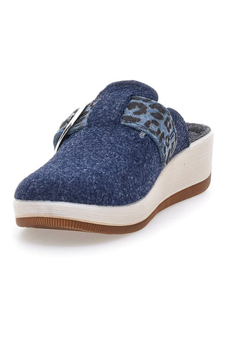 Blaue Hausschuhe mit Leopardenschnalle und anatomischer Innensohle Inblu 40 GC