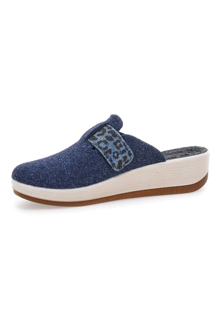 Blaue Hausschuhe mit Leopardenschnalle und anatomischer Innensohle Inblu 40 GC