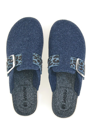 Blaue Hausschuhe mit Leopardenschnalle und anatomischer Innensohle Inblu 40 GC