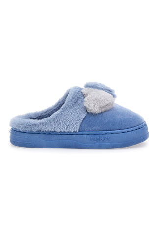 Ciabatte azzurre in peluche con fiocco Coveri World 25839
