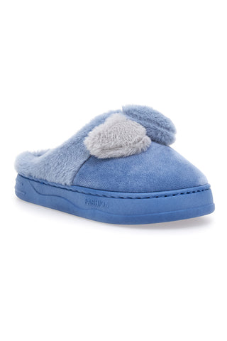 Ciabatte azzurre in peluche con fiocco Coveri World 25839