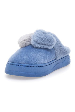 Ciabatte azzurre in peluche con fiocco Coveri World 25839