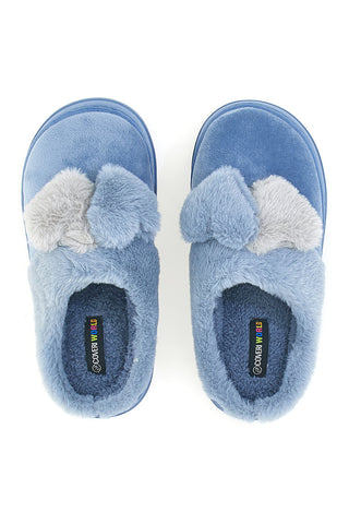 Ciabatte azzurre in peluche con fiocco Coveri World 25839