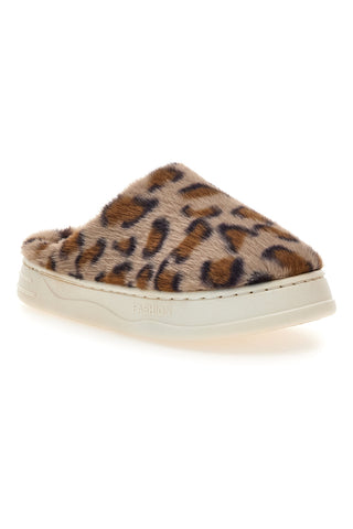 Ciabatte leopardate in pelliccia sintetica Coveri World 25805