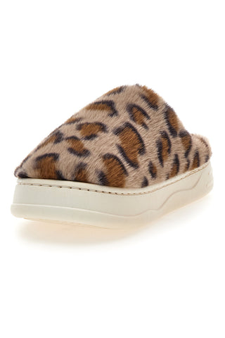 Ciabatte leopardate in pelliccia sintetica Coveri World 25805
