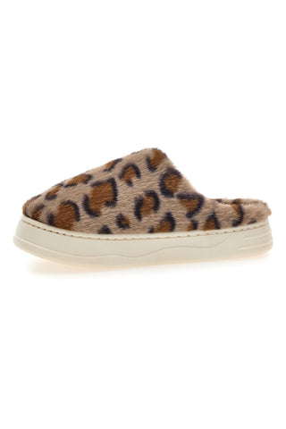 Ciabatte leopardate in pelliccia sintetica Coveri World 25805