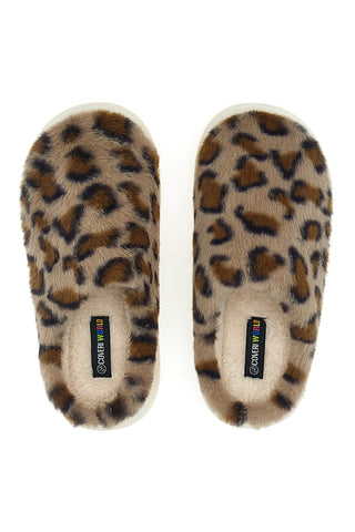 Ciabatte leopardate in pelliccia sintetica Coveri World 25805