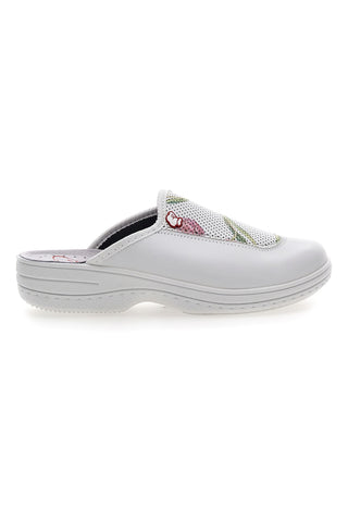 Ciabatte professionali bianche con ricamo floreale The Mrs Chef 5533