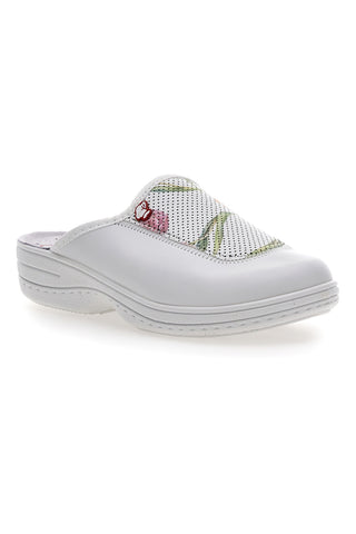 Ciabatte professionali bianche con ricamo floreale The Mrs Chef 5533
