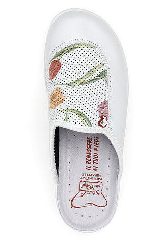 Ciabatte professionali bianche con ricamo floreale The Mrs Chef 5533