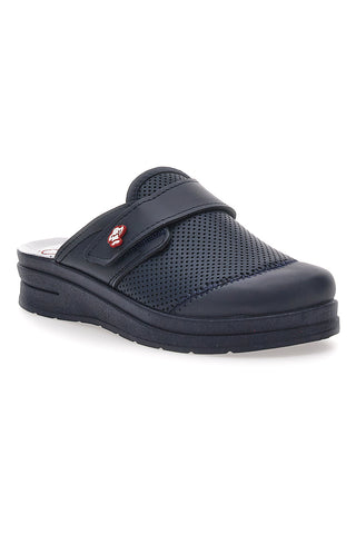 Die professionellen blauen Hausschuhe Mrs Chef 1768 mit Klettverschluss und anatomischer Innensohle