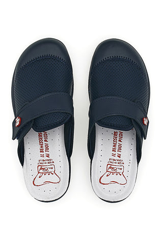 Die professionellen blauen Hausschuhe Mrs Chef 1768 mit Klettverschluss und anatomischer Innensohle