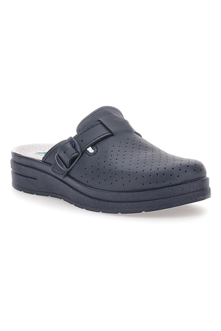 Professionelle blaue Hausschuhe mit Schnalle und Innensohle aus echtem Bio UP 728 Leder