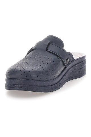 Professionelle blaue Hausschuhe mit Schnalle und Innensohle aus echtem Bio UP 728 Leder