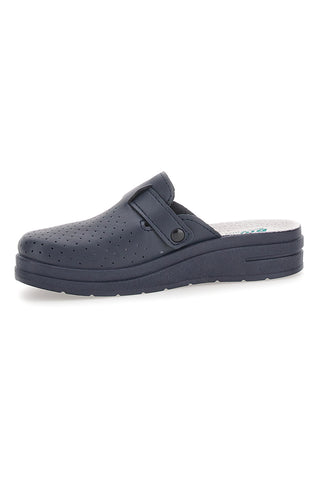 Professionelle blaue Hausschuhe mit Schnalle und Innensohle aus echtem Bio UP 728 Leder