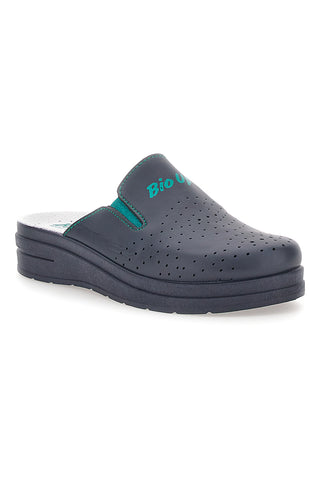 Professionelle, perforierte blaue Hausschuhe mit Innensohle aus echtem Bio-UP-729-Leder