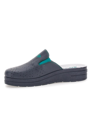 Professionelle, perforierte blaue Hausschuhe mit Innensohle aus echtem Bio-UP-729-Leder