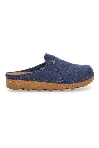 Pantofole blu in feltro con suola effetto para Inblu 12 DK