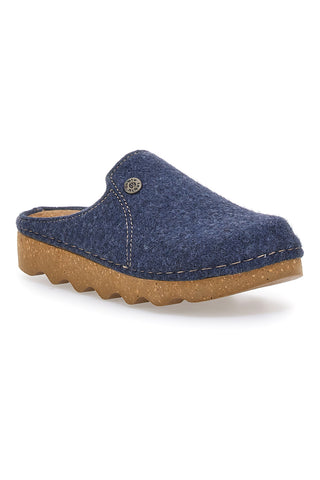 Pantofole blu in feltro con suola effetto para Inblu 12 DK