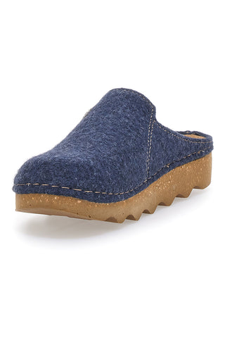 Pantofole blu in feltro con suola effetto para Inblu 12 DK