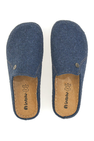 Pantofole blu in feltro con suola effetto para Inblu 12 DK