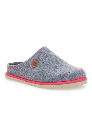 Inblu 39 CS graue Filzpantoffeln mit rosa Besatz
