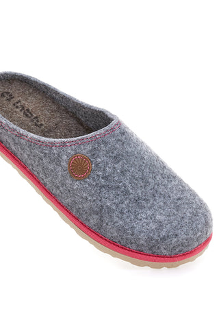 Inblu 39 CS graue Filzpantoffeln mit rosa Besatz
