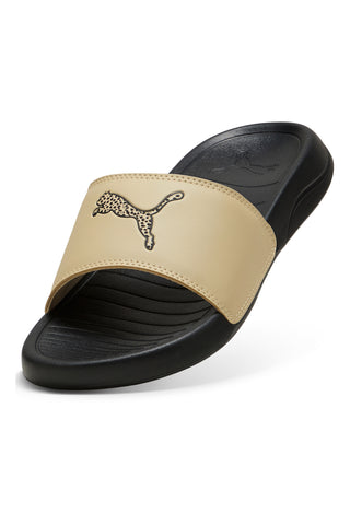 Ciabatte beige e nere con logo animalier Puma Popcat 20 Topcat