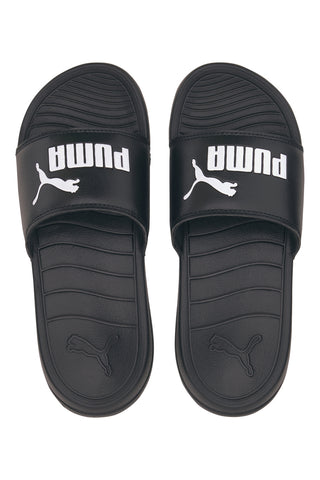 Ciabatte in Gomma nere con logo a contrasto Puma Popcat 20 Jr