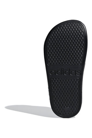 Schwarze und weiße Badeschuhe mit Adidas-Streifen Adilette Aqua K