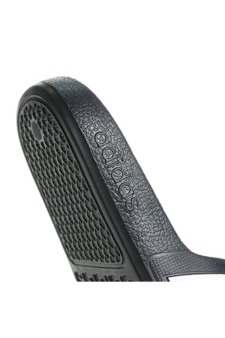 Schwarze und weiße Badeschuhe mit Adidas-Streifen Adilette Aqua K