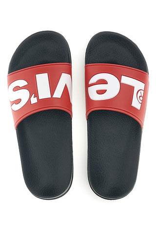 Ciabatte da piscina nere e rosse con logo Levi's VPOL0241S