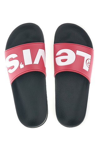 Ciabatte da piscina nere e fucsia con logo Levi's VPOL0241S