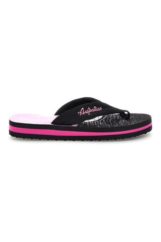 Schwarze und pinke Flip-Flops mit Australian-Logo AU24W408