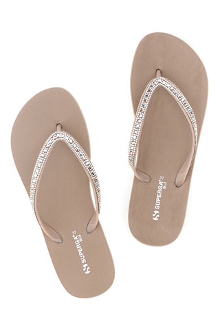 Infradito beige con strass Superga S24S728
