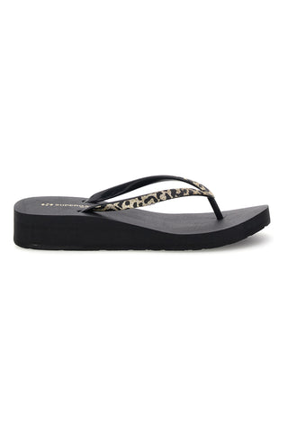Infradito nera con dettaglio animalier Superga S24T203