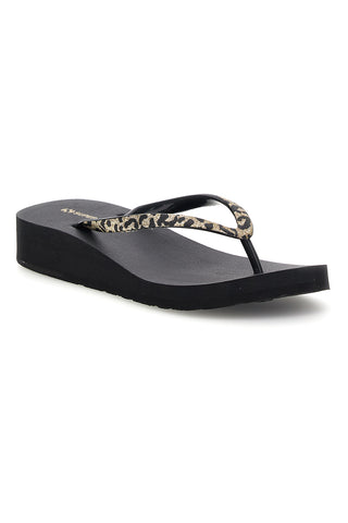 Infradito nera con dettaglio animalier Superga S24T203