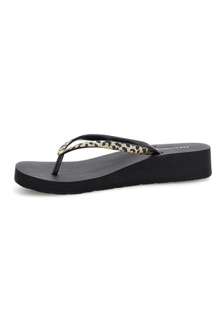 Infradito nera con dettaglio animalier Superga S24T203