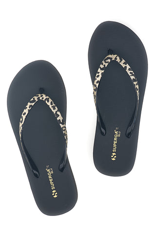 Infradito nera con dettaglio animalier Superga S24T203