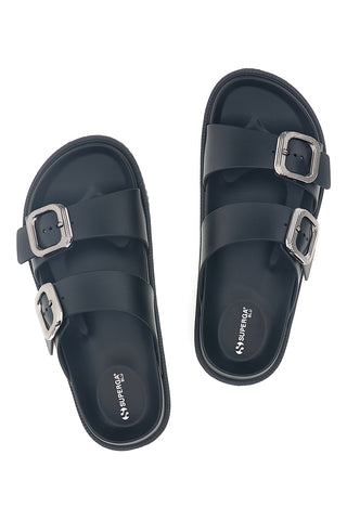 Schwarzer Slipper mit doppelter Schnalle Superga S87Y832