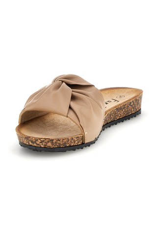 Ciabatte beige con fascia annodata Fun beach 18107