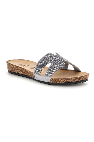 Ciabatte argento con brillantini Fun beach 18103