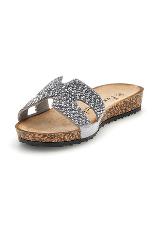 Ciabatte argento con brillantini Fun beach 18103